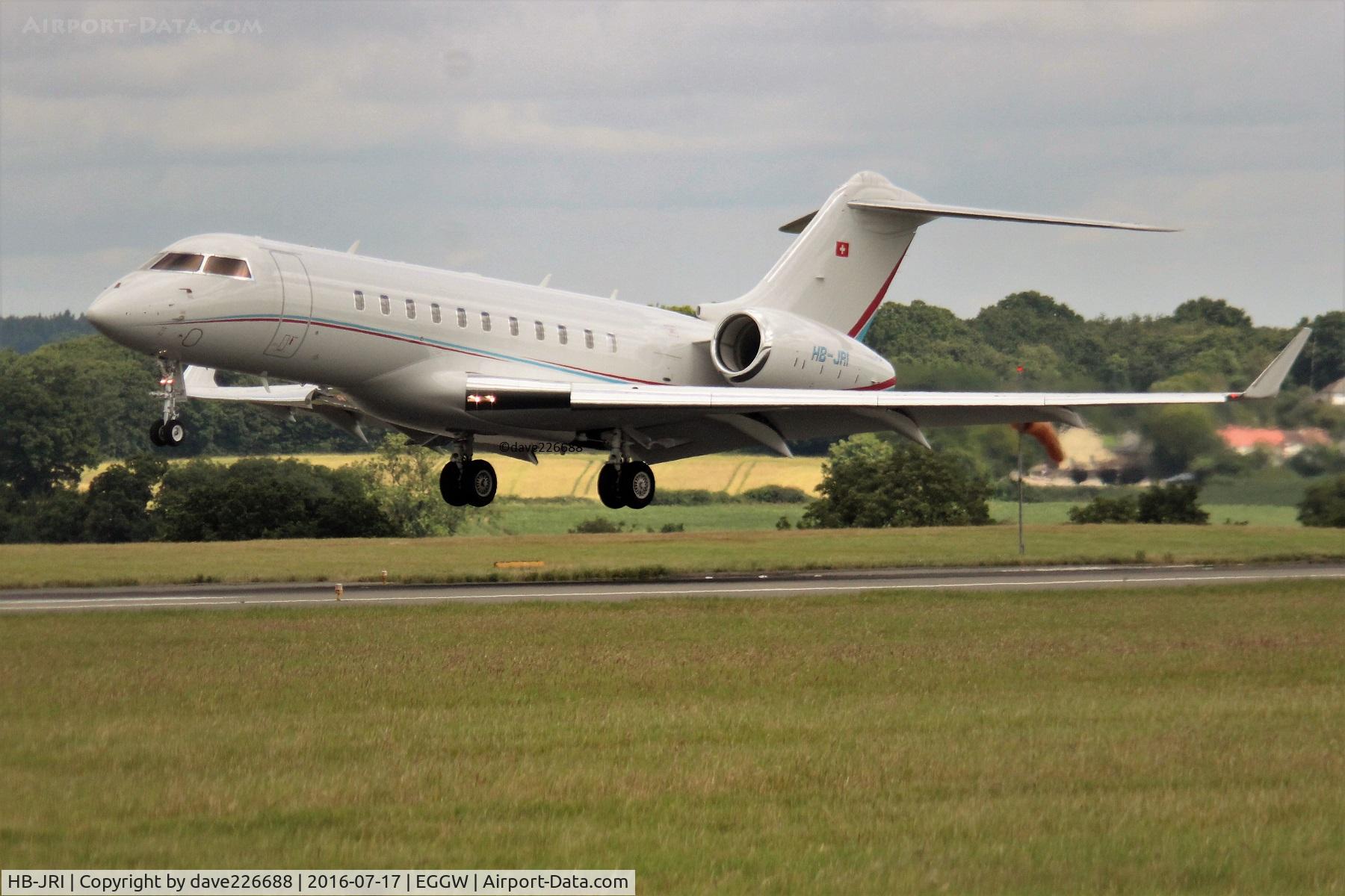 HB-JRI, 2014 Bombardier BD-700-1A11 Global 5000 C/N 9627, HB JRI landing on 26 at London Luton