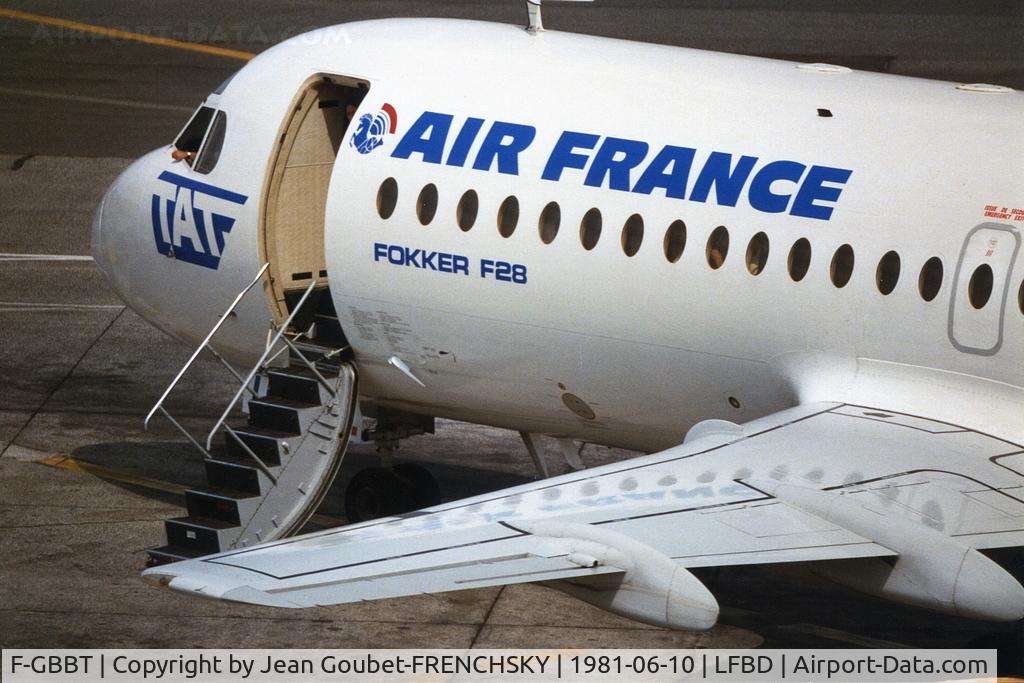 F-GBBT, 1972 Fokker F.28-1000 Fellowship C/N 11052, Air France (TAT - Touraine Air Transport) to Madrid Barajas