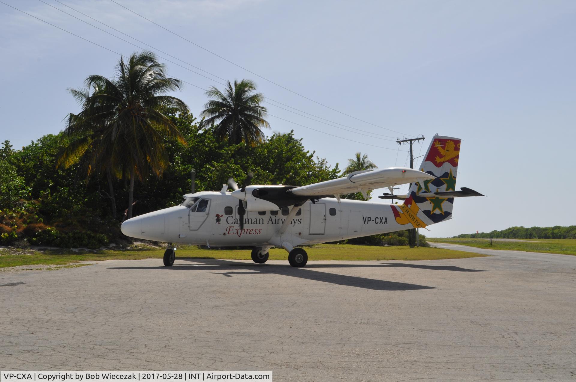VP-CXA, 1979 De Havilland Canada DHC-6-300 Twin Otter C/N 602, At terminal in Little Cayman