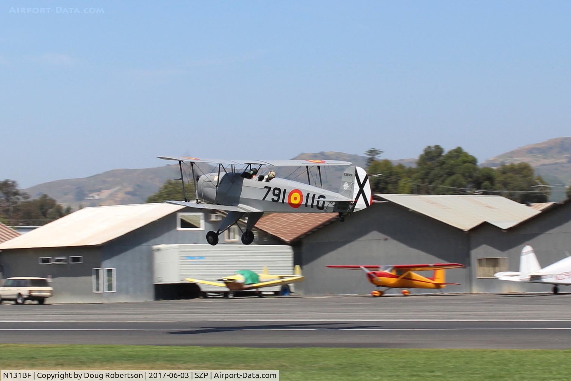 N131BF, 1963 CASA 1-131 Jungmann C/N E3B-629, 1963 C.A.S.A. 1.131 BUCKER JUNGMANN, E.N.M.A. GIV series, takeoff climb Rwy 22