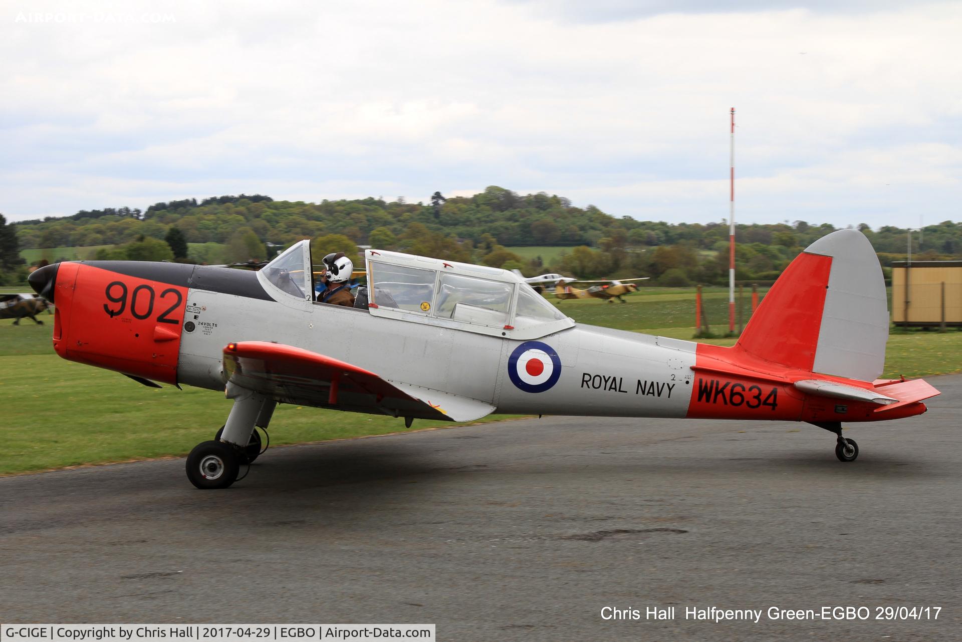 G-CIGE, 1952 De Havilland DHC-1 Chipmunk T.10 C/N C1/0648, at the Radial & Trainer fly-in