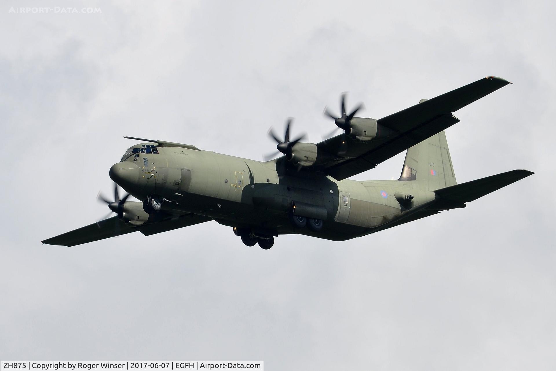 ZH875, 1998 Lockheed Martin C-130J-30 Super Hercules C4 C/N 382-5459, Omen 1. RAF Hercules C.4 coded 875 of the Brize Norton Transport Wing making a practice approach to Runway 22.