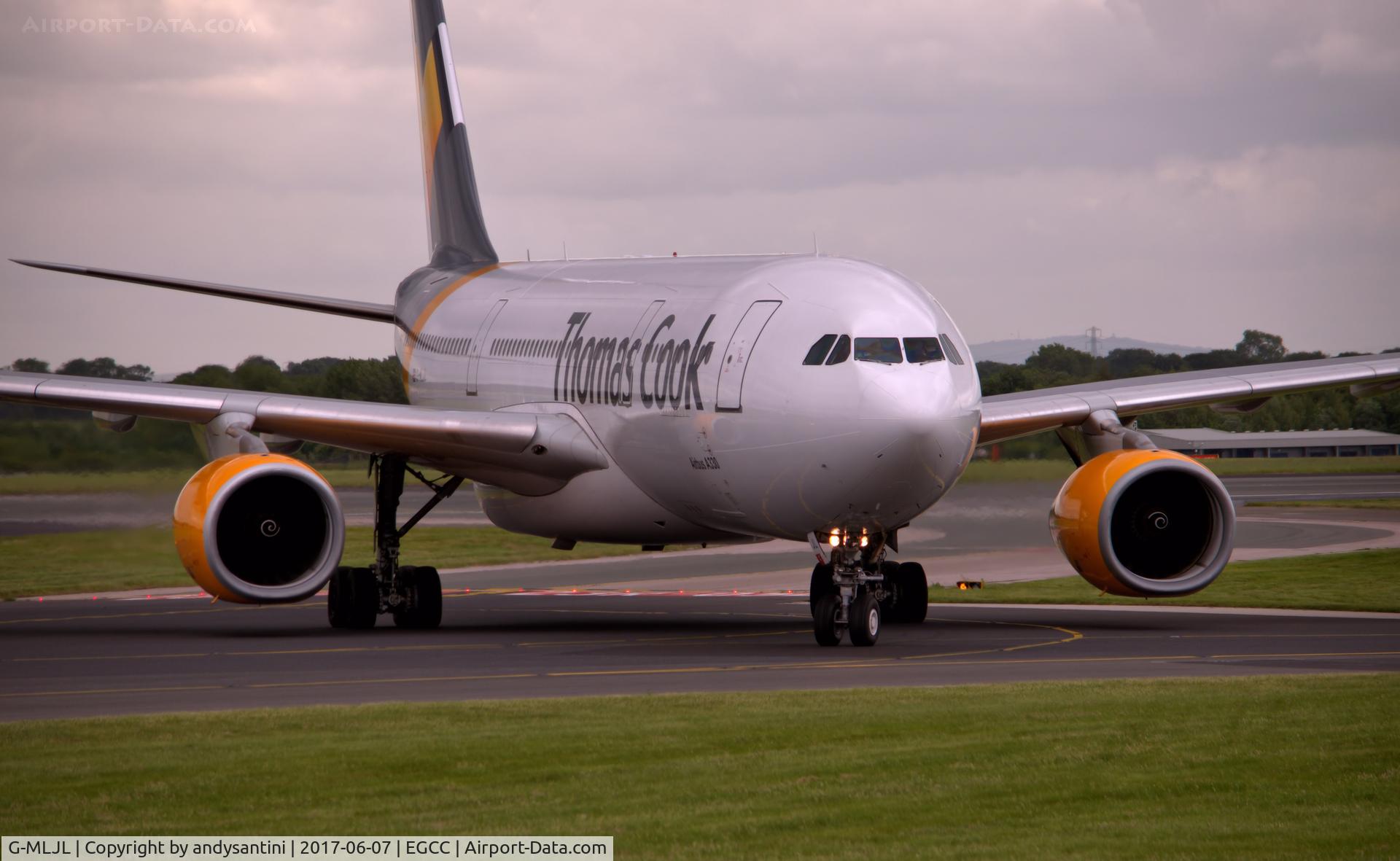 G-MLJL, 1999 Airbus A330-243 C/N 254, just left the runway 23R [taxing in to its gate/stand]