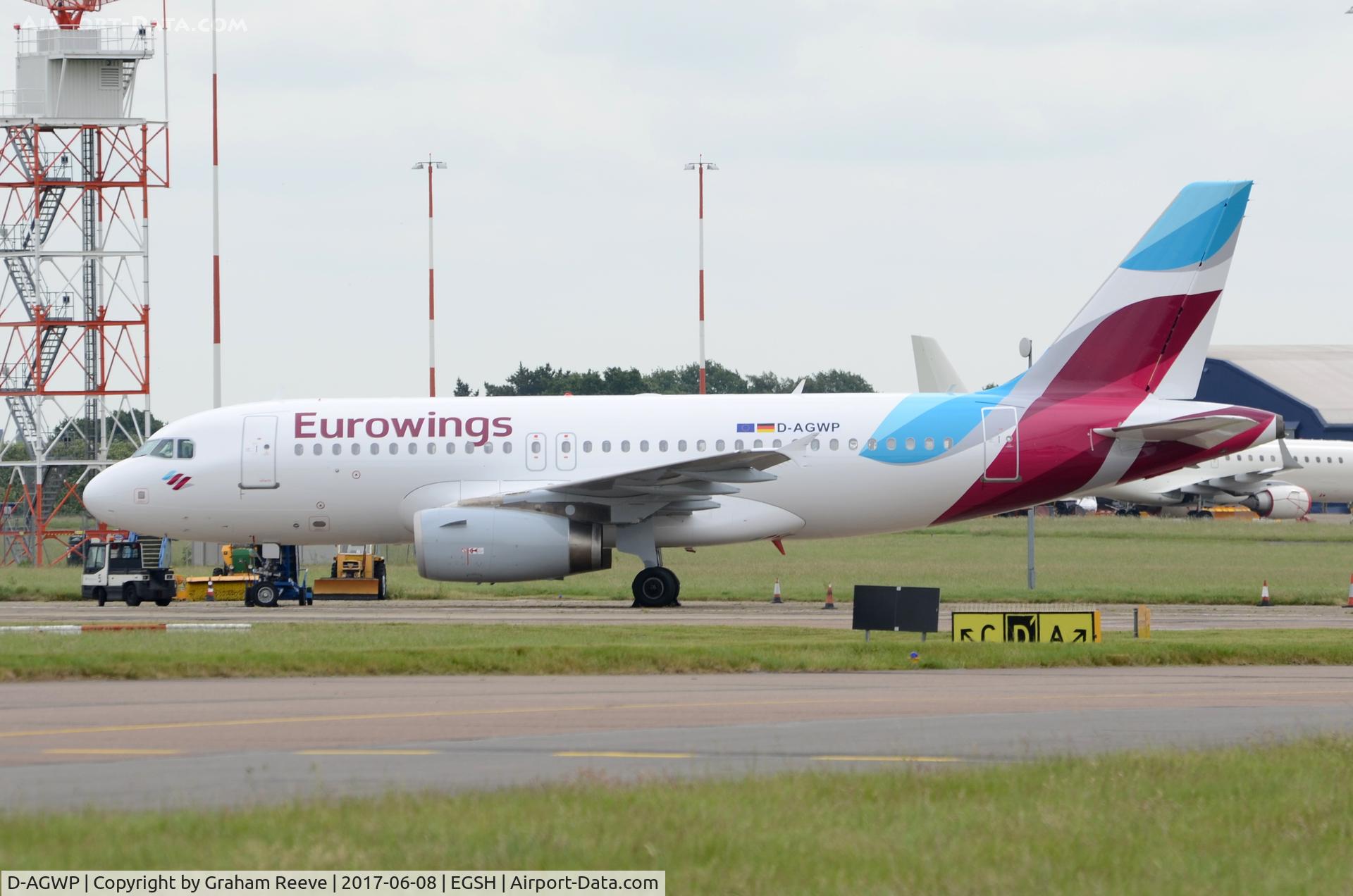 D-AGWP, 2010 Airbus A319-132 C/N 4227, Parked at Norwich.