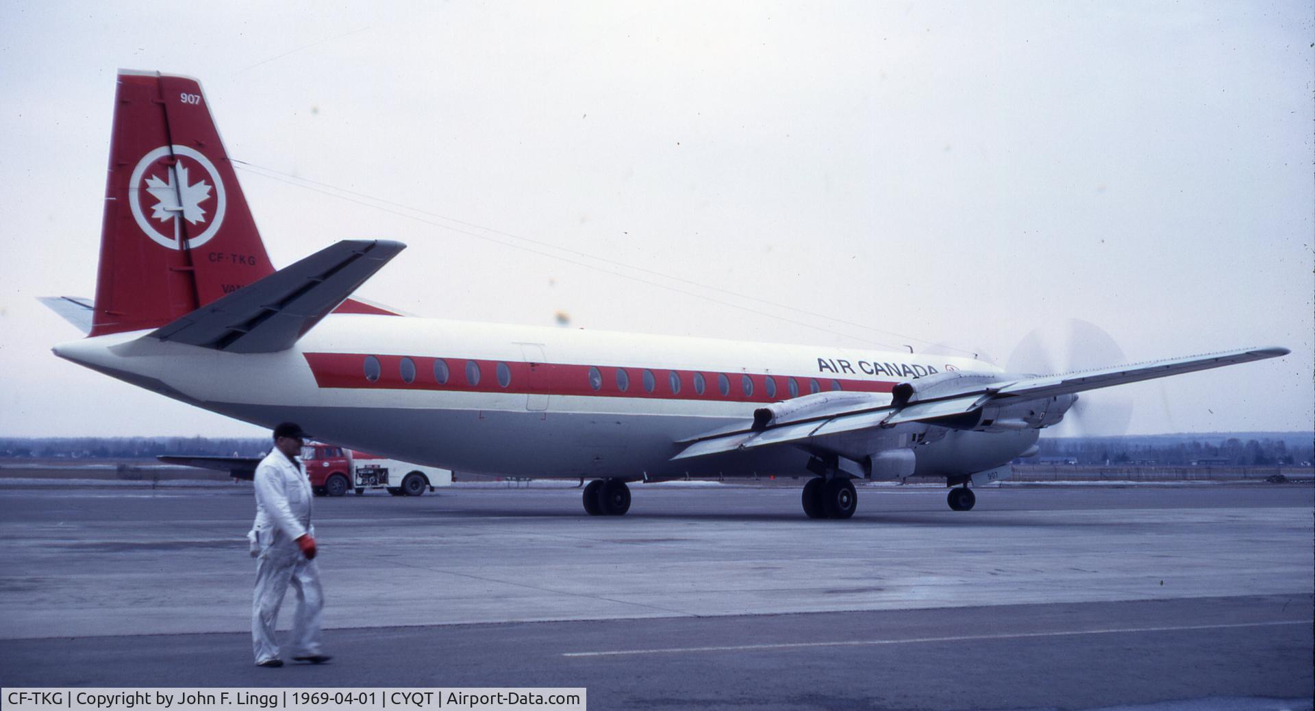 CF-TKG, 1960 Vickers Vanguard 952 C/N 730, CF-TKG, 1960 Vickers Vanguard 952 C/N 730, at Thunder Bay International Airport; in April of 1969 at Port Arthur, ONT