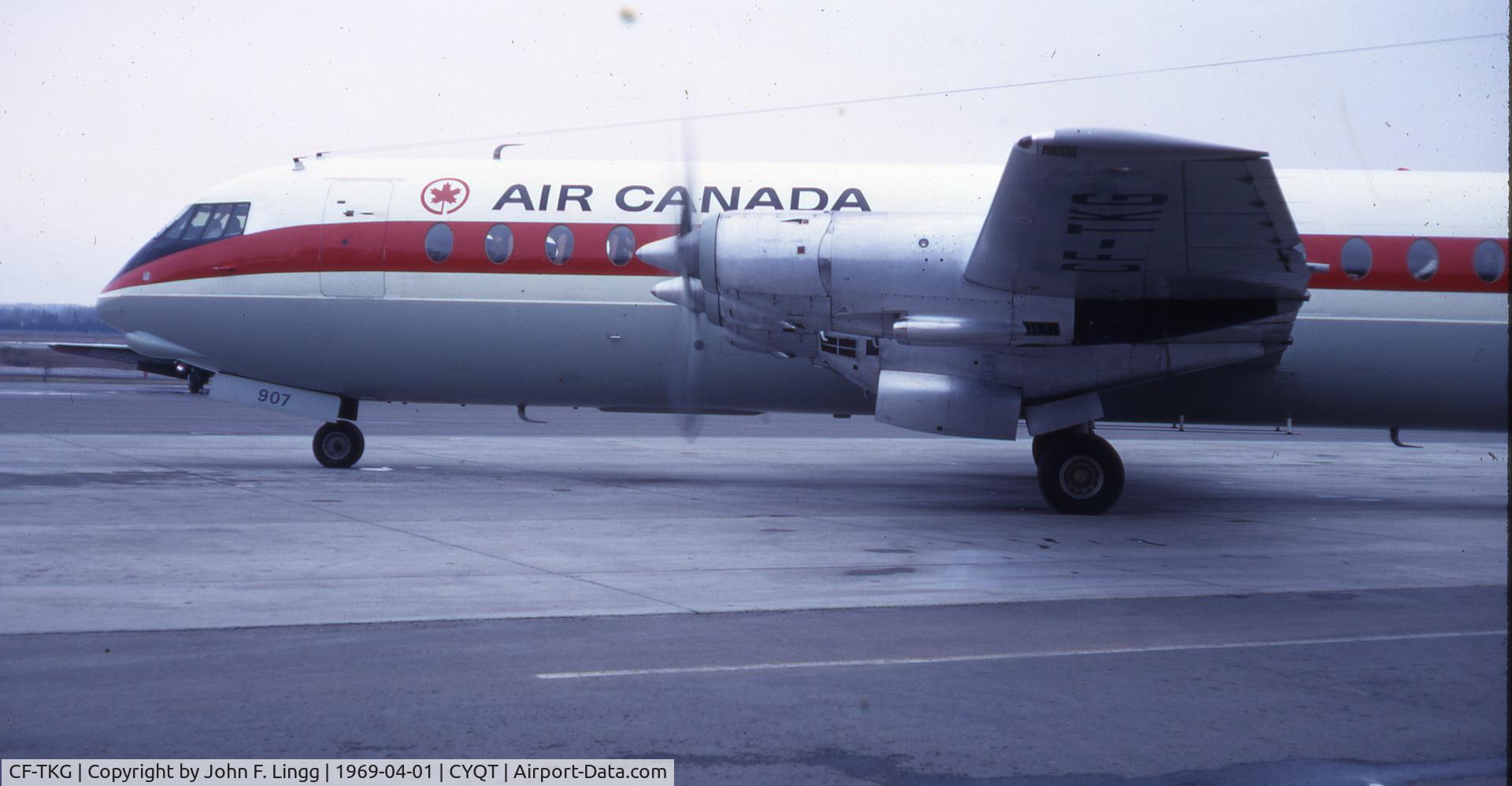 CF-TKG, 1960 Vickers Vanguard 952 C/N 730, CF-TKG, 1960 Vickers Vanguard 952 C/N 730, at Thunder Bay International Airport; in April of 1969 at Port Arthur, ONT