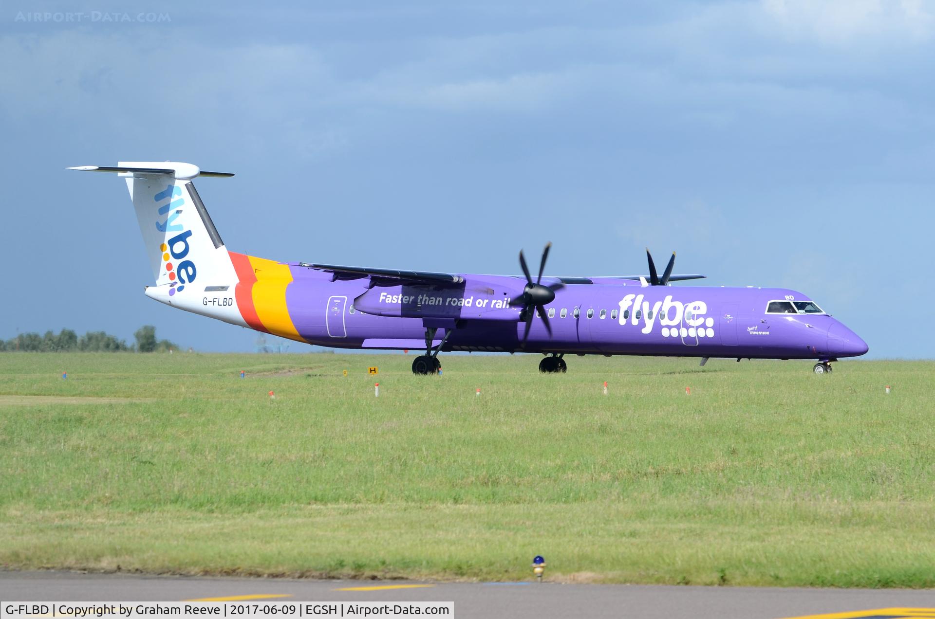 G-FLBD, 2009 De Havilland Canada DHC-8-402Q Dash 8 C/N 4259, Just landed at Norwich.