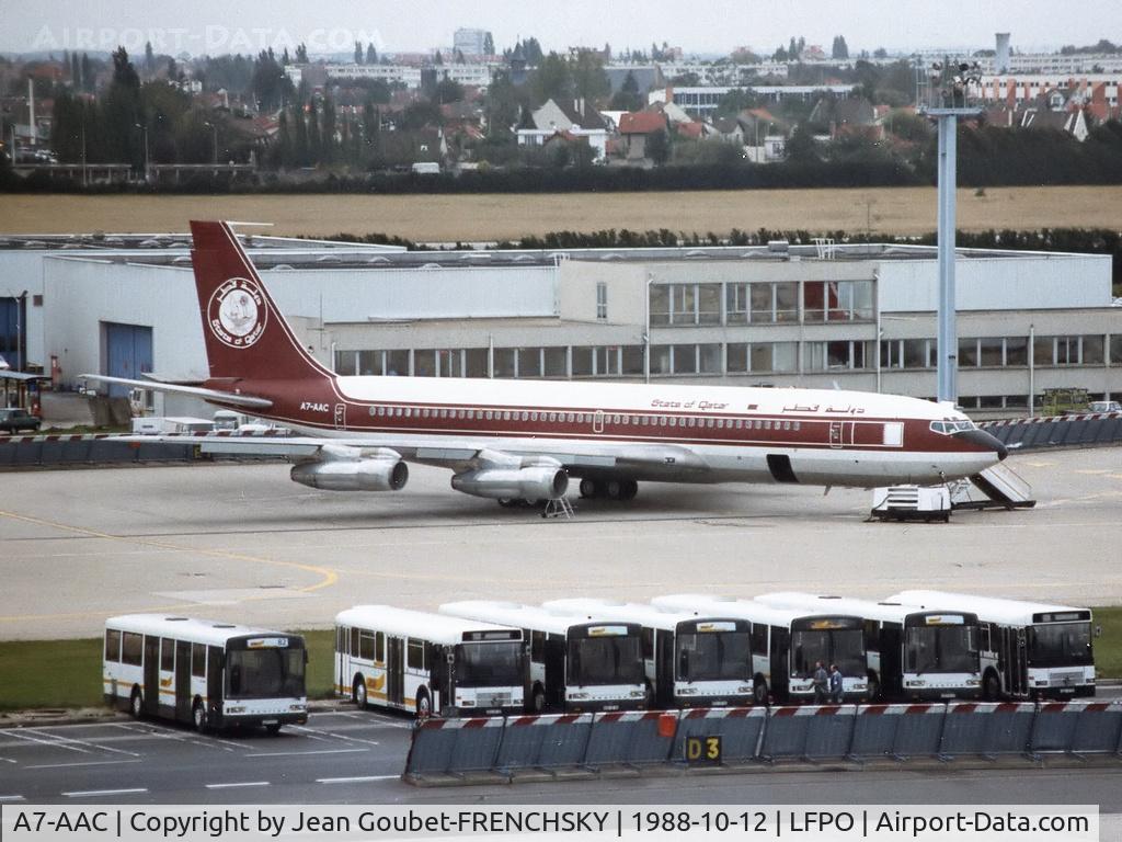 A7-AAC, 1970 Boeing 707-336C C/N 20375, Qatar Government at Paris Orly sud (rg by 02/1995 intented E-8 conversion USAF not realized, retired KCWF)