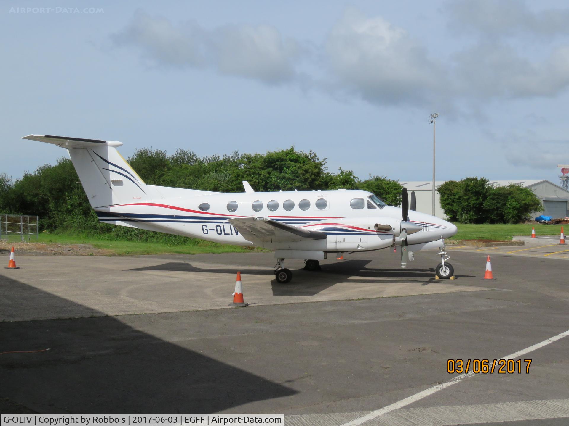 G-OLIV, 2003 Raytheon B200 King Air C/N BB-1835, G-OLIV Beech Craft B 200 seen at Cardiff Wales Airport.