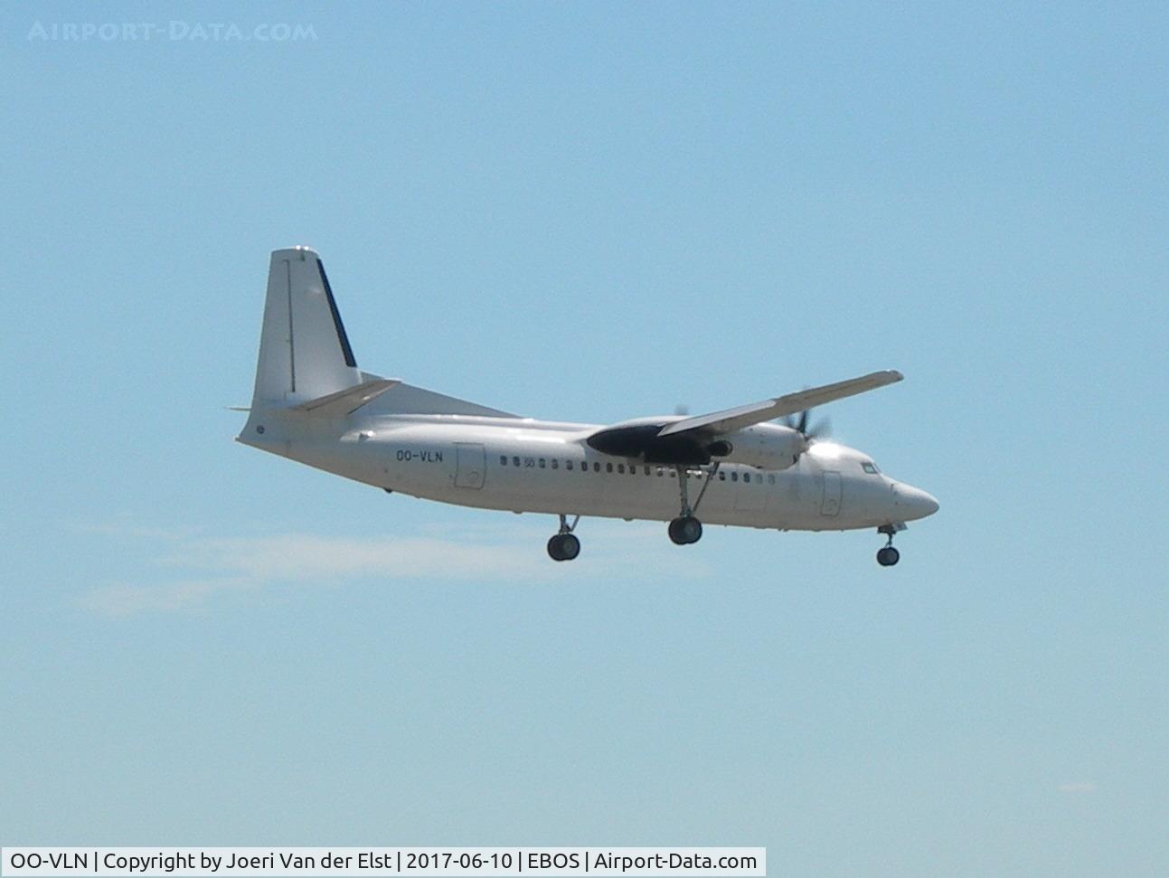 OO-VLN, 1989 Fokker 50 C/N 20145, Moments before touchdown rwy 26