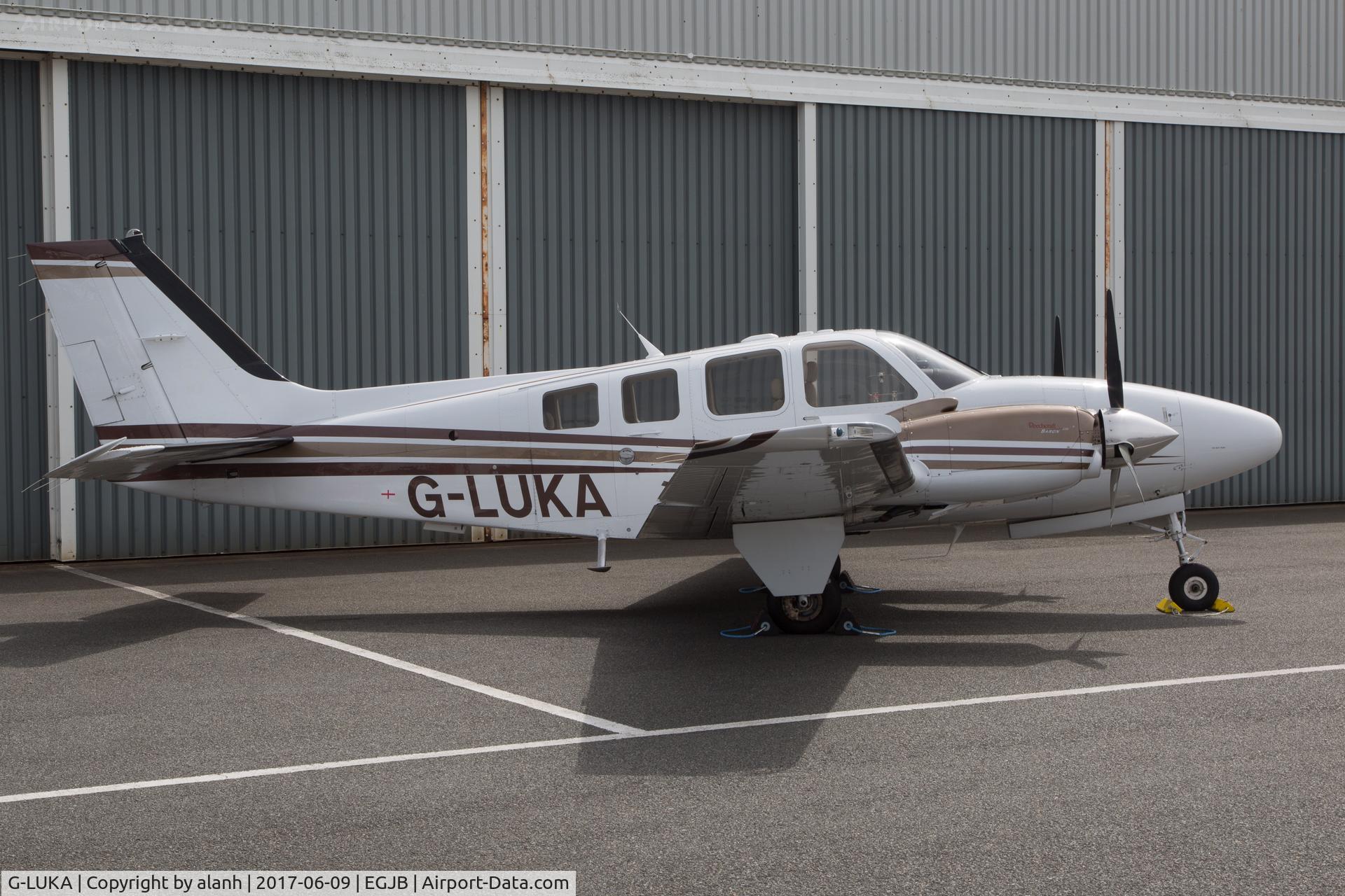 G-LUKA, 2009 Hawker Beechcraft G58 Baron C/N TH-2257, Parked at Guernsey
