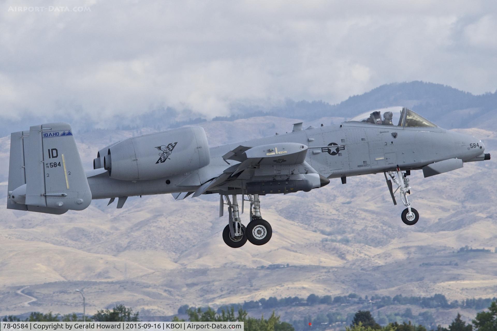 78-0584, 1978 Fairchild Republic A-10C Thunderbolt II C/N A10-0204, Landing RWY 10R.  190th Fighter Sq., 124th Fighter Wing, Idaho ANG.