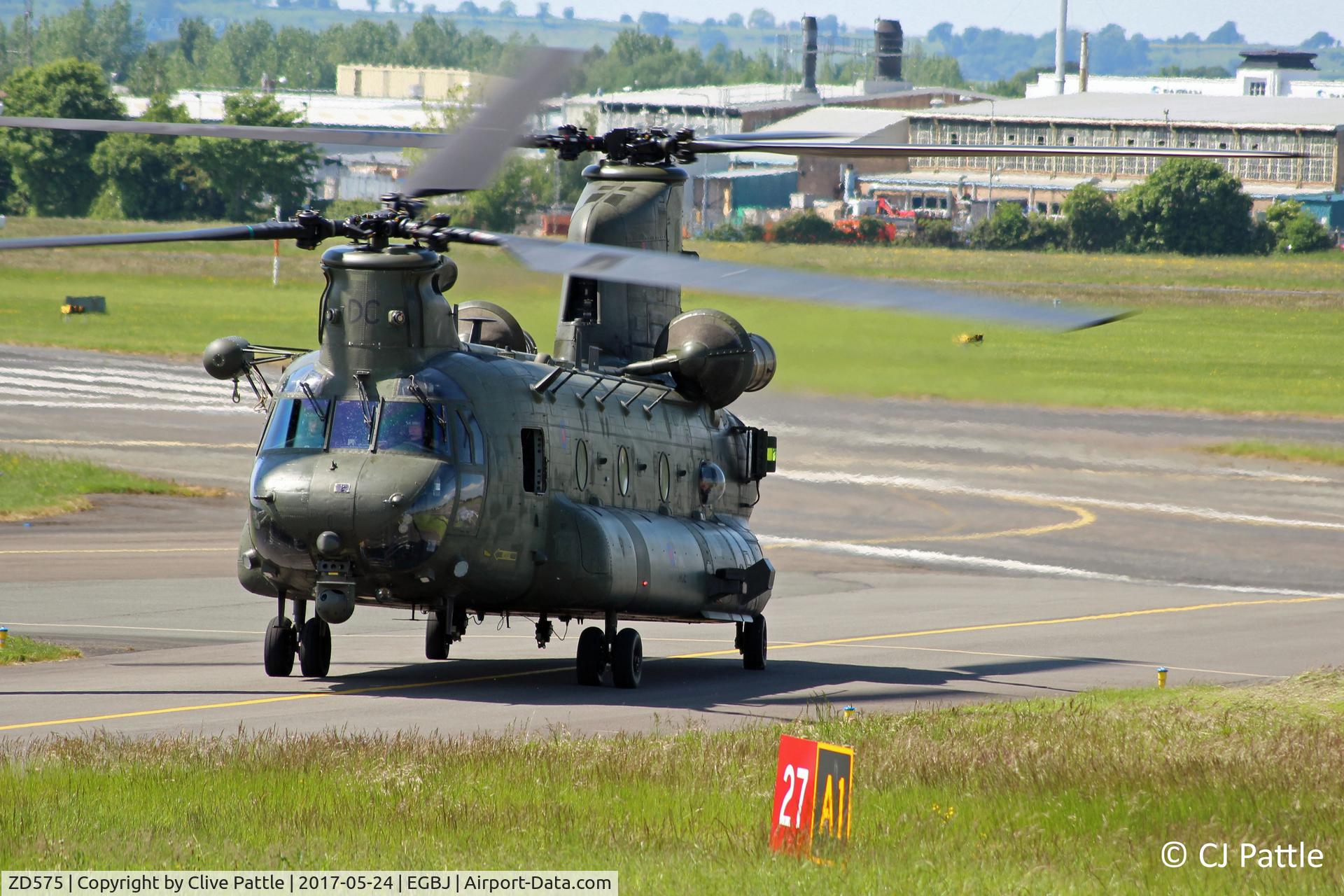 ZD575, 1984 Boeing Vertol Chinook HC.4 C/N MA035/M7023, Taxy in at Staverton EGBJ