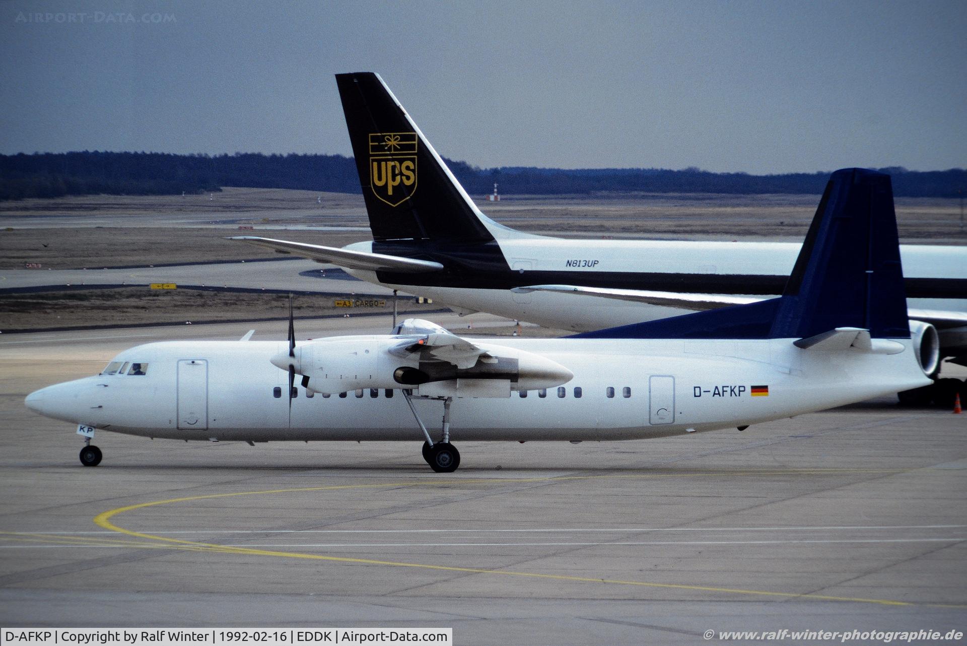 D-AFKP, 1991 Fokker 50 C/N 20235, Fokker 50 - DLT out of colours - D-AFKP - 16.02.1992 - CGN