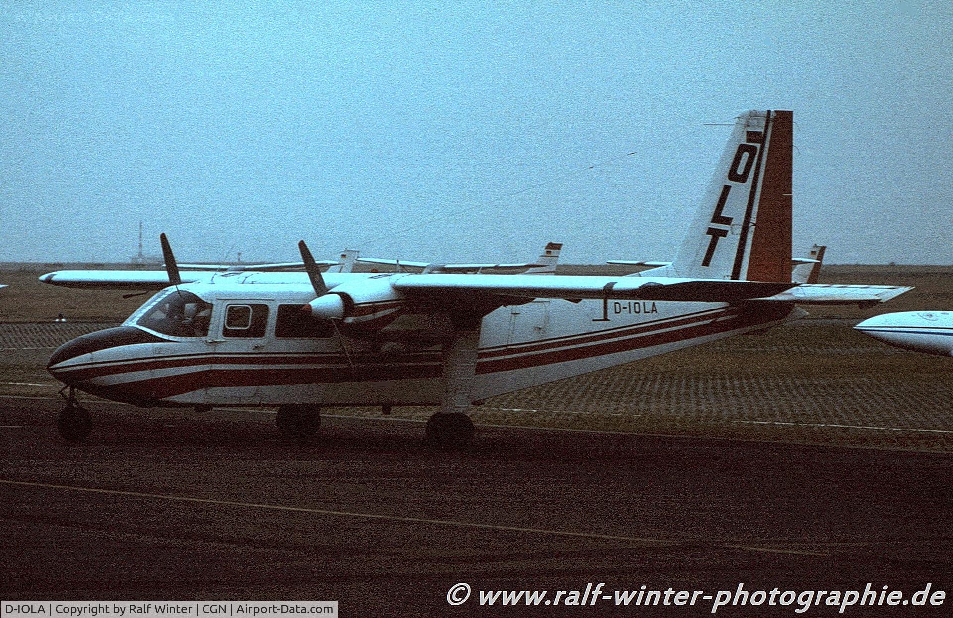 D-IOLA, 1971 Britten-Norman BN-2A-21 Islander C/N 277, Britten-Norman BN-2A2 Islander - OLT Ostfriesische Lufttransport - 277 - D-IOLA - 1977 - CGN