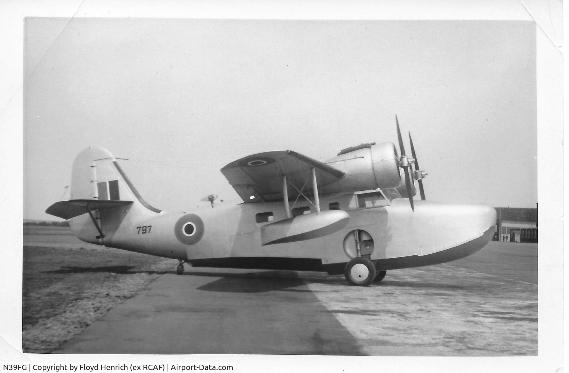 N39FG, 1939 Grumman G-21A Goose C/N 1059, Photo taken by my late father (Floyd Henrich) while serving in the RCAF between 1943-45. I found this image in his photo collection and searched the history of RCAF 797 and I believe I correctly traced it to N39FG.