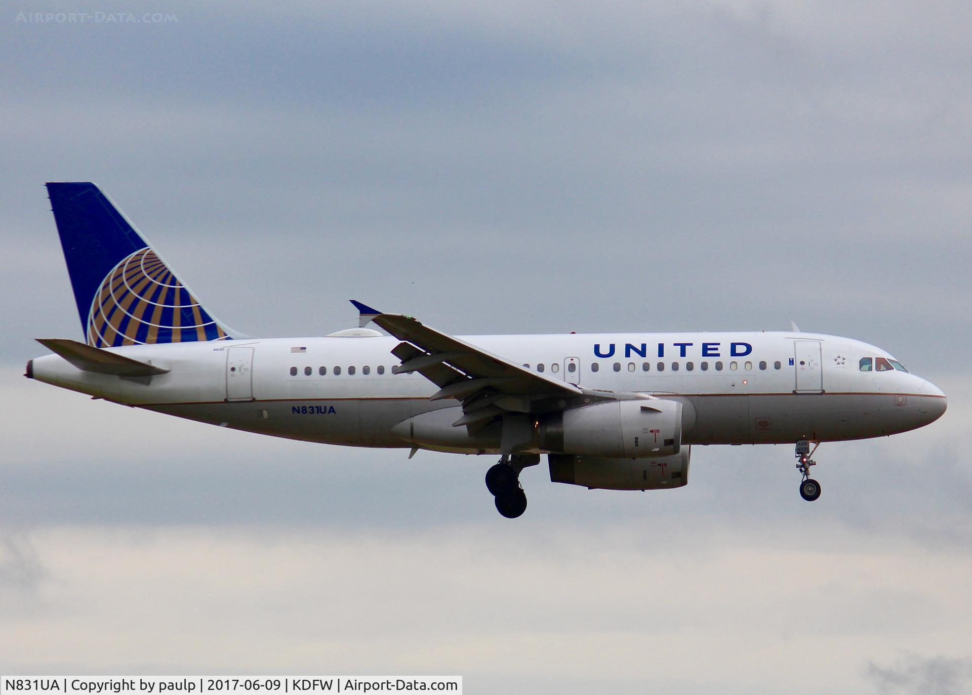 N831UA, 2000 Airbus A319-131 C/N 1291, At DFW.