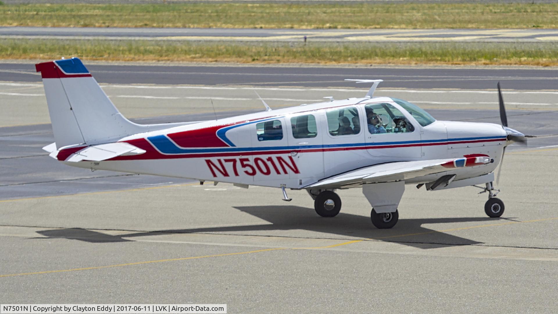 N7501N, 1968 Beech 36 Bonanza C/N E-42, Livermore Airport California 2017.