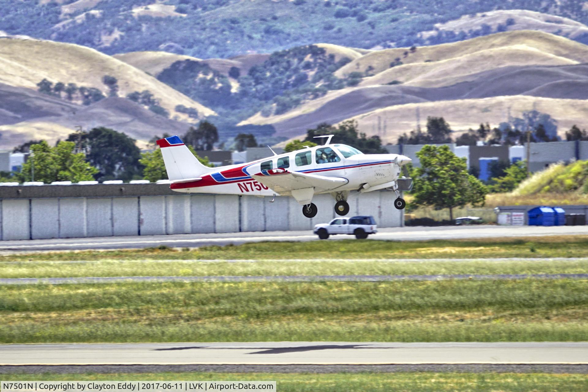 N7501N, 1968 Beech 36 Bonanza C/N E-42, Livermore Airport California 2017.