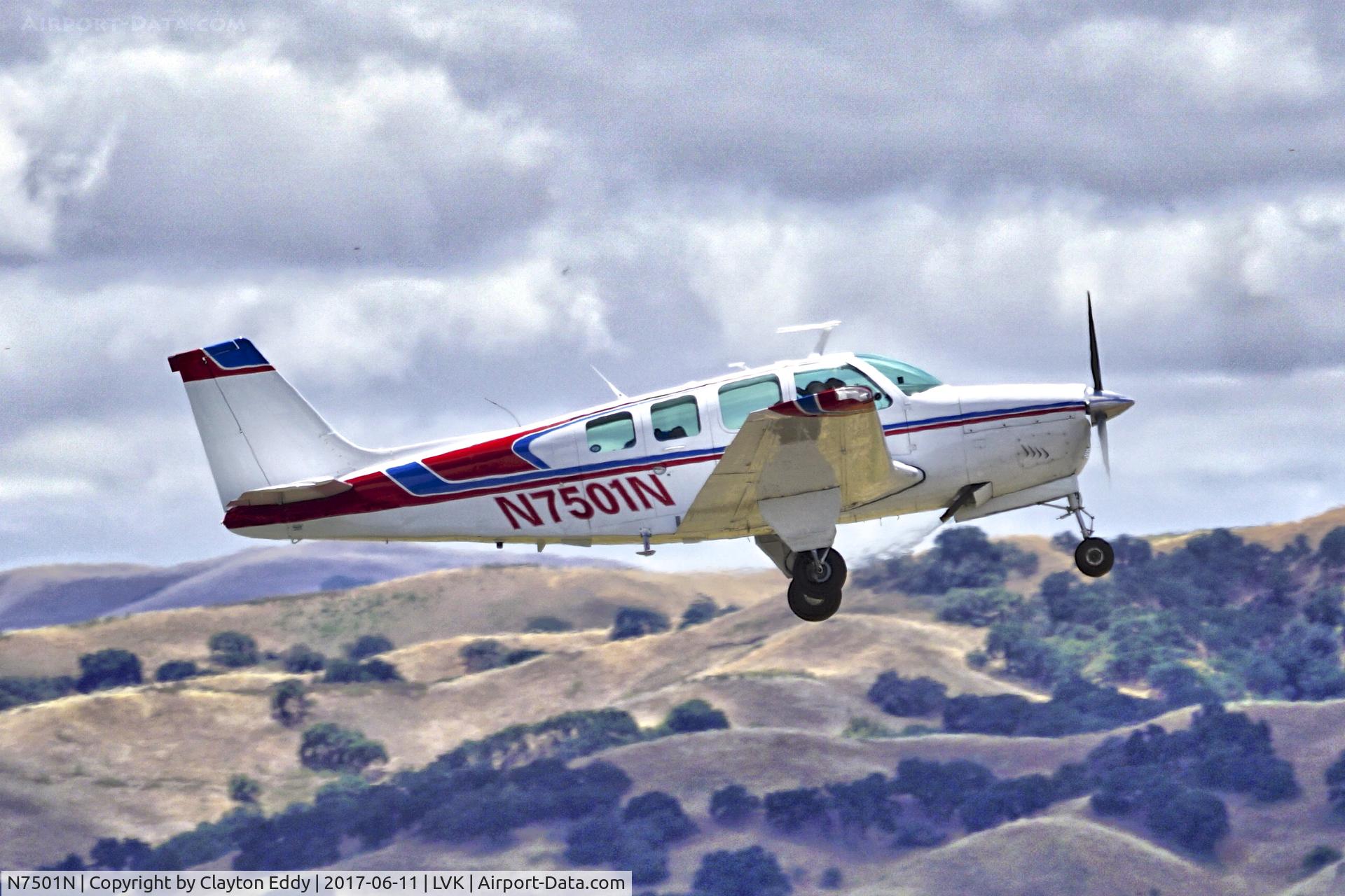 N7501N, 1968 Beech 36 Bonanza C/N E-42, Livermore Airport California 2017.