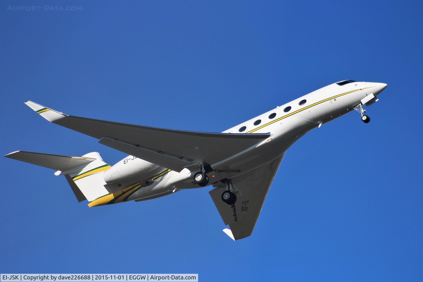 EI-JSK, 2013 Gulfstream Aerospace G650 (G-VI) C/N 6070, EI JSK - climbing out of London Luton