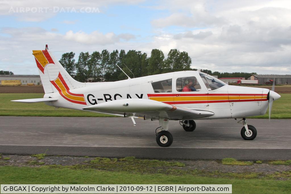 G-BGAX, 1973 Piper PA-28-140 Cherokee C/N 28-7325409, Piper PA-28-140 Cherokee at Breighton Airfield's Helicopter Fly-In. September 12th 2010.