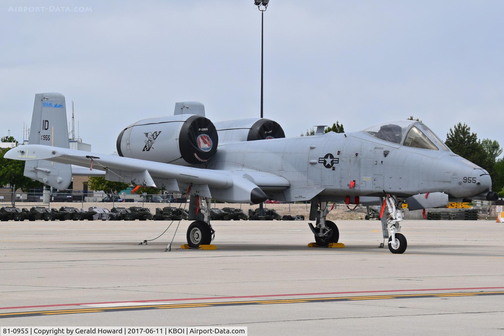 81-0955, 1981 Fairchild Republic A-10C Thunderbolt II C/N A10-0650, Parked on the ANG ramp.  190th Fighter Sq., 124th Fighter Wing, Idaho ANG.