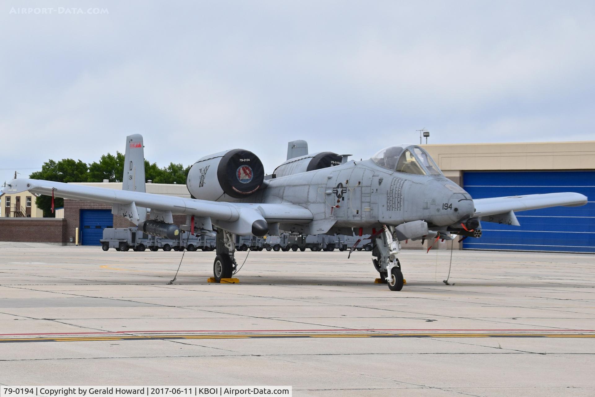 79-0194, 1979 Fairchild Republic A-10C Thunderbolt II C/N A10-0458, Parked on the ANG ramp.  190th Fighter Sq., 124th Fighter Wing, Idaho ANG.