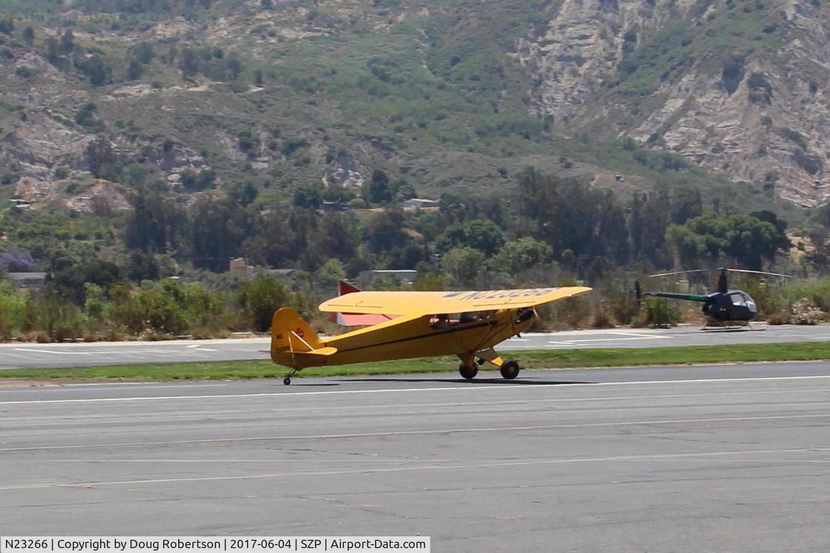 N23266, 1939 Piper J3C-65 Cub Cub C/N 3113, 1939 Piper J3C-65 CUB, Continental A&C65 65 Hp, landing roll Rwy 22