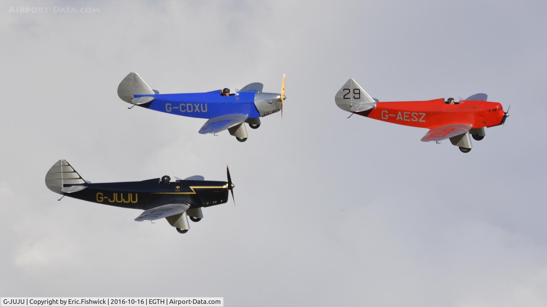 G-JUJU, 2014 Chilton DW1A C/N PFA 225-12726, 45. Three Chiltons in display mode at Shuttleworth Collection's magnificent 'Season Finale,' October, 2016.