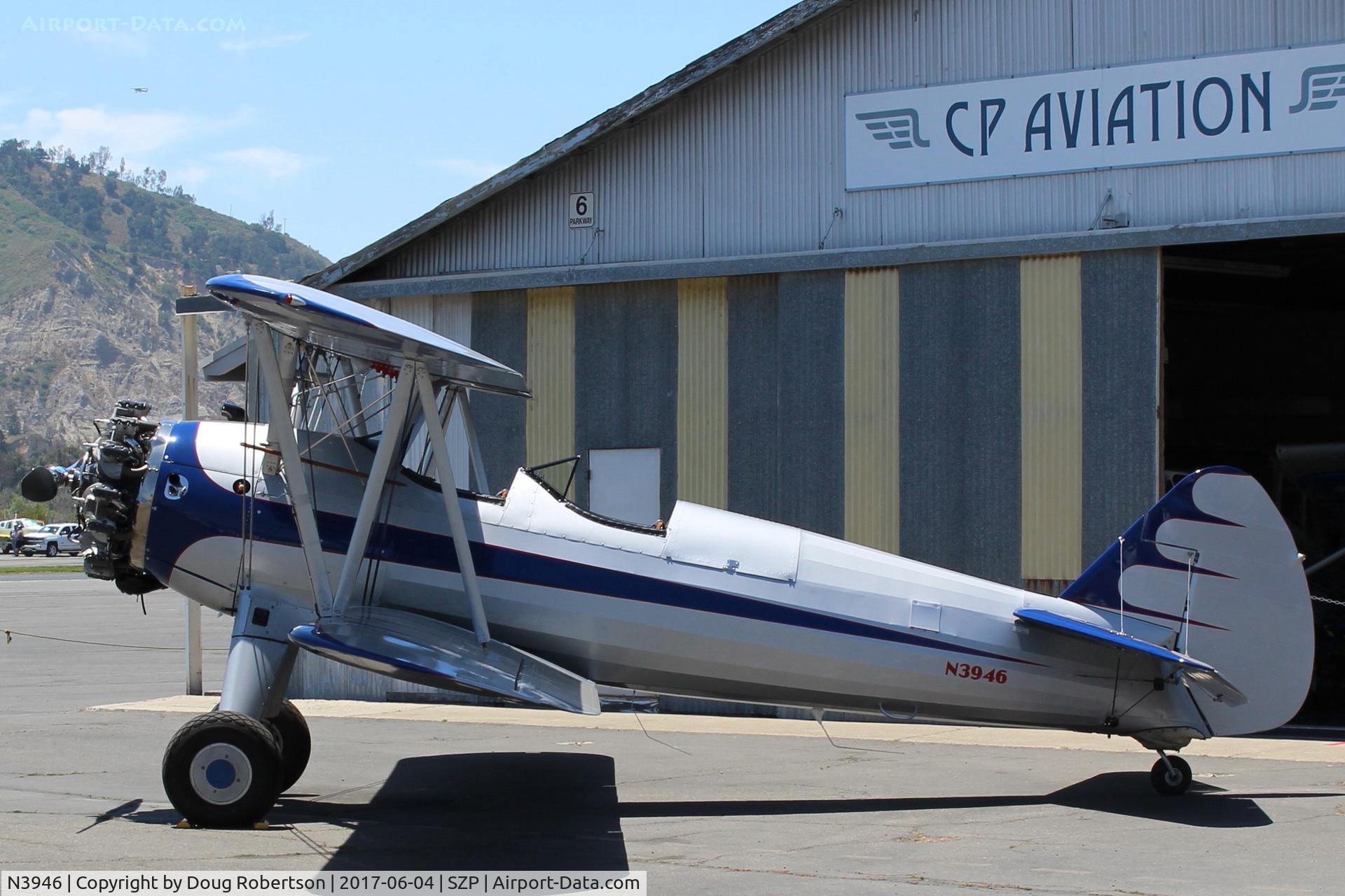 N3946, 1941 Boeing A75N1(PT17) C/N 75-1910, 1941 Boeing Stearman A75N1 (PT-17), Continental W670 220 Hp radial, a stunning example. CP Aviation's new aquisition.