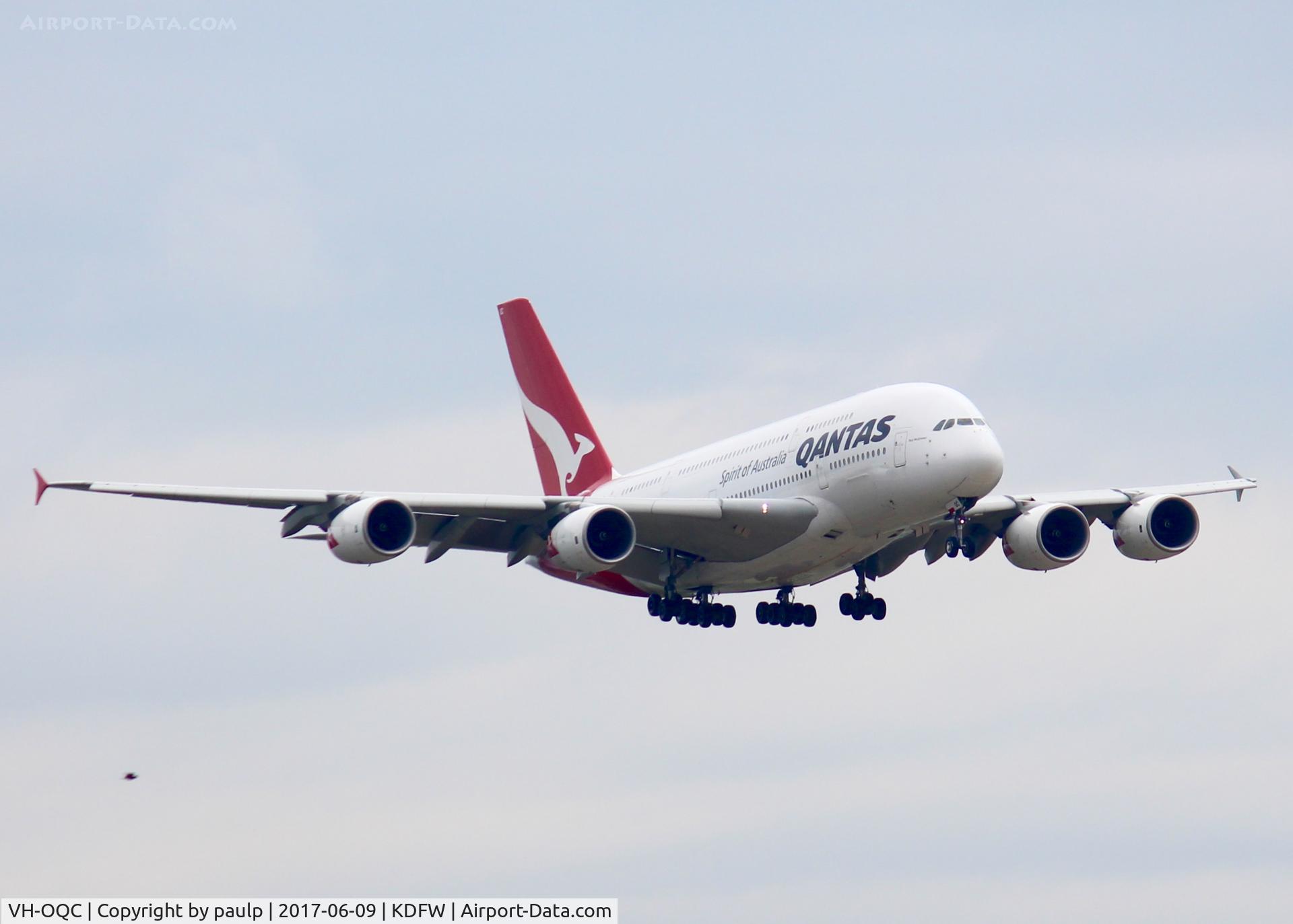 VH-OQC, 2008 Airbus A380-842 C/N 022, At DFW.