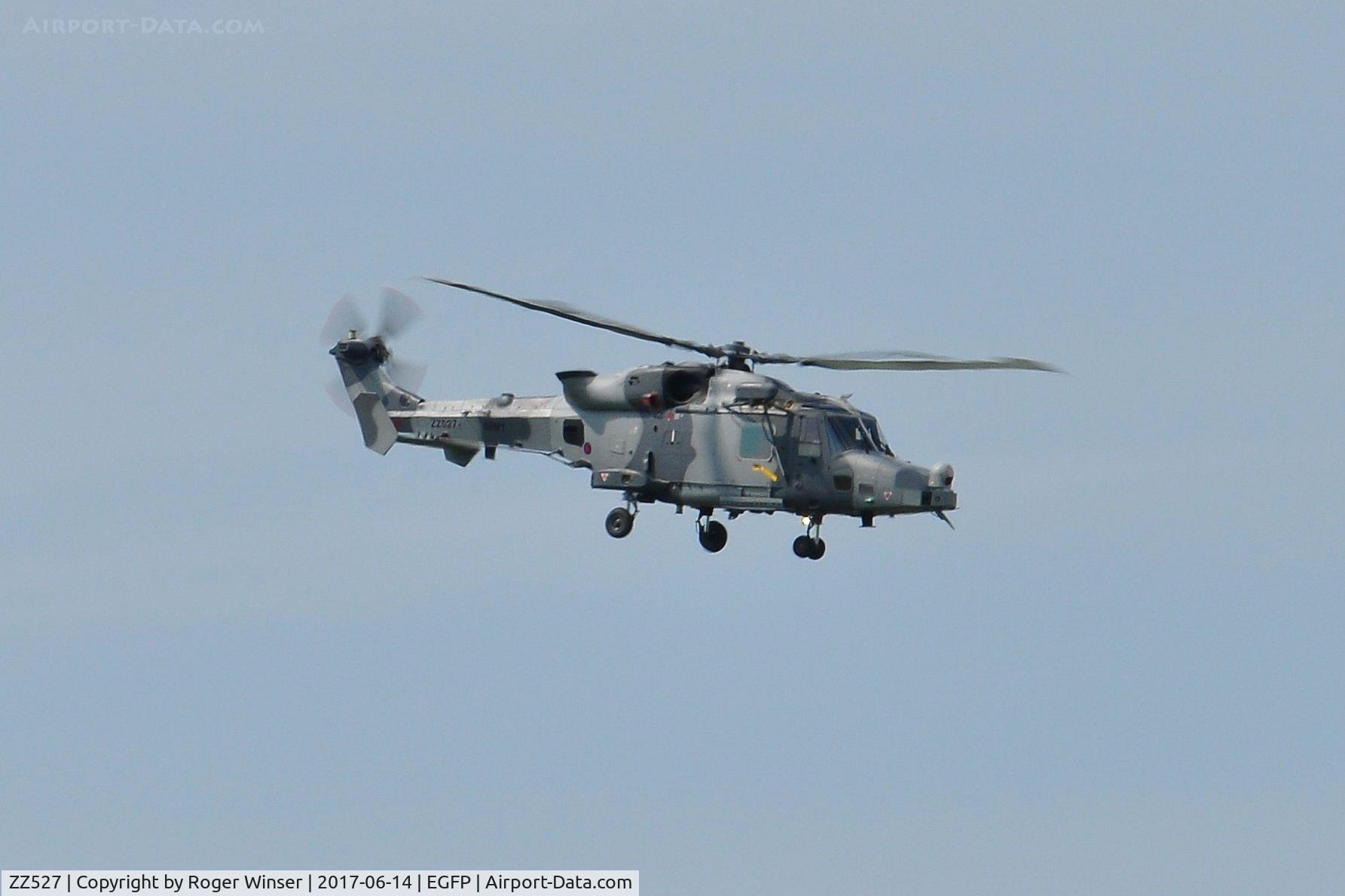 ZZ527, 2016 AgustaWestland AW-159 Wildcat AH.1 C/N 534, Although carrying ARMY on the boom, this Wildcat (leading Marine 11 formation) is operated by 847 NAS based at RNAS Yeovilton.
