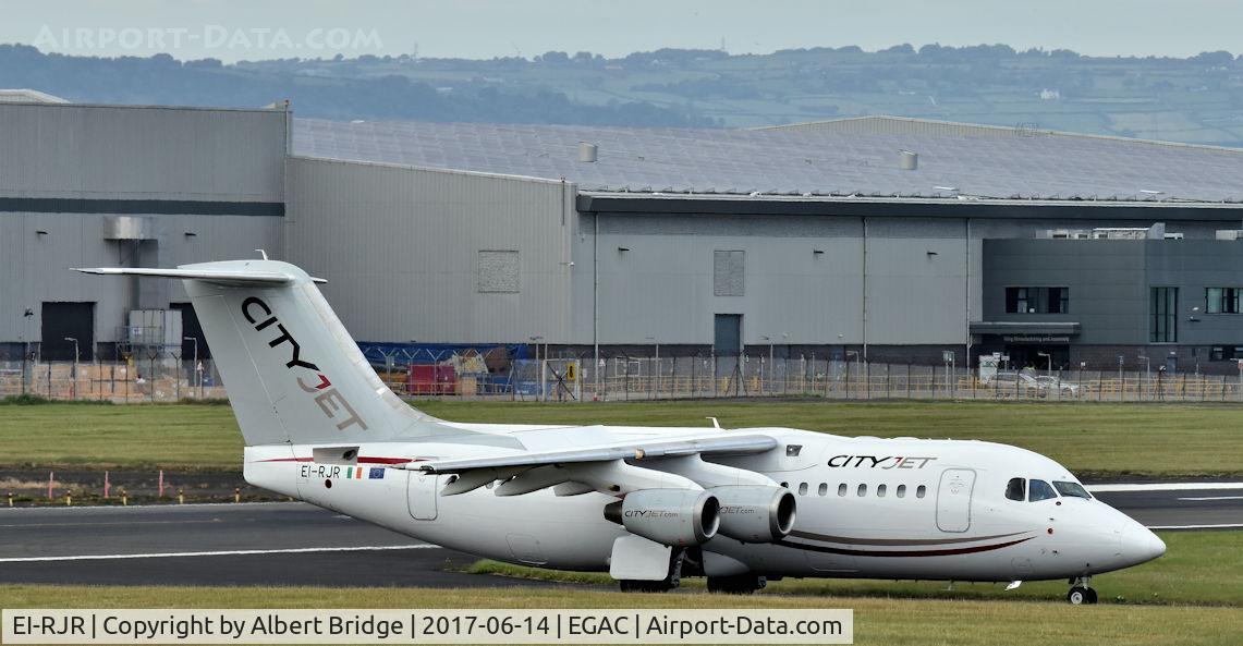 EI-RJR, 2000 British Aerospace Avro 146-RJ85A C/N E2364, Belfast City.  CityJet EI-RJR arriving with a KLM flight from Amsterdam.