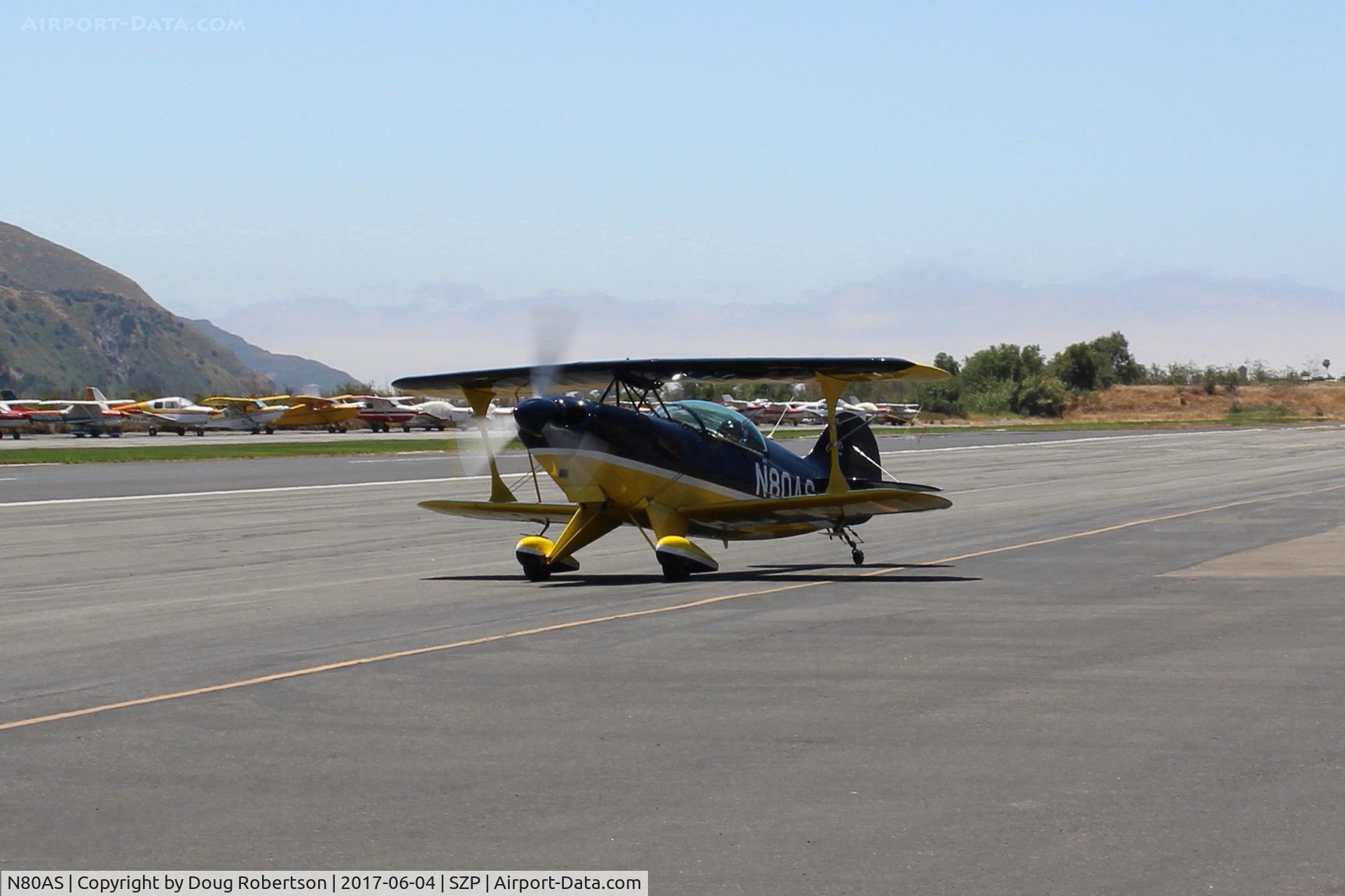 N80AS, 1992 Pitts S-2B Special C/N 5244, 1992 PITTS Aerobatics S-2B SPECIAL, Lycoming AEIO-540-D4A5 260 Hp, full inverted systems, four ailerons, symmetric airfoils, S turns for visibility taxi back after landing Rwy 22
