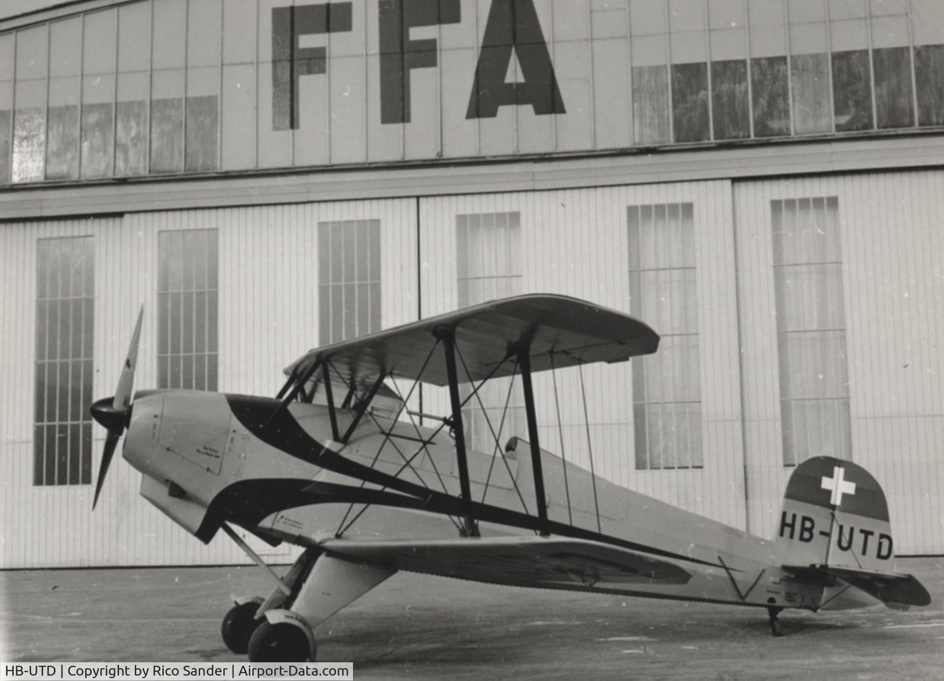HB-UTD, 1965 Bucker Bu-131B Jungmann C/N 45, Bücker 131 Jungmann HB-UTD after retrofit with Lycoming outside FFA factory Altenrhein.