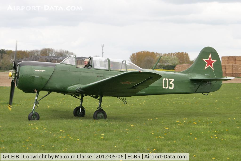 G-CEIB, 1958 Yakovlev Yak-18A C/N 1160403, Yakovlev Yak-18A at Breighton Airfield's Mayhem Fly-In. May 6th 2012.