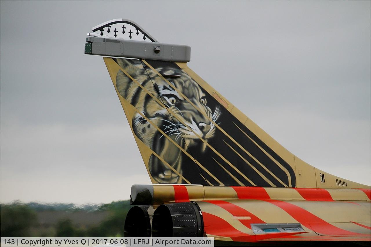 143, 2013 Dassault Rafale C C/N 143, Dassault Rafale C, Close view of tail, Landivisiau Naval Air Base (LFRJ) Tiger Meet 2017