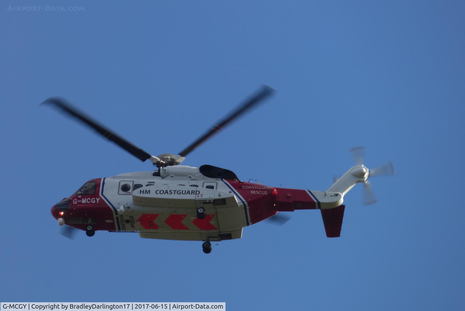 G-MCGY, 2014 Sikorsky S-92A C/N 920257, G-MCGY flying over plymouth to derriford