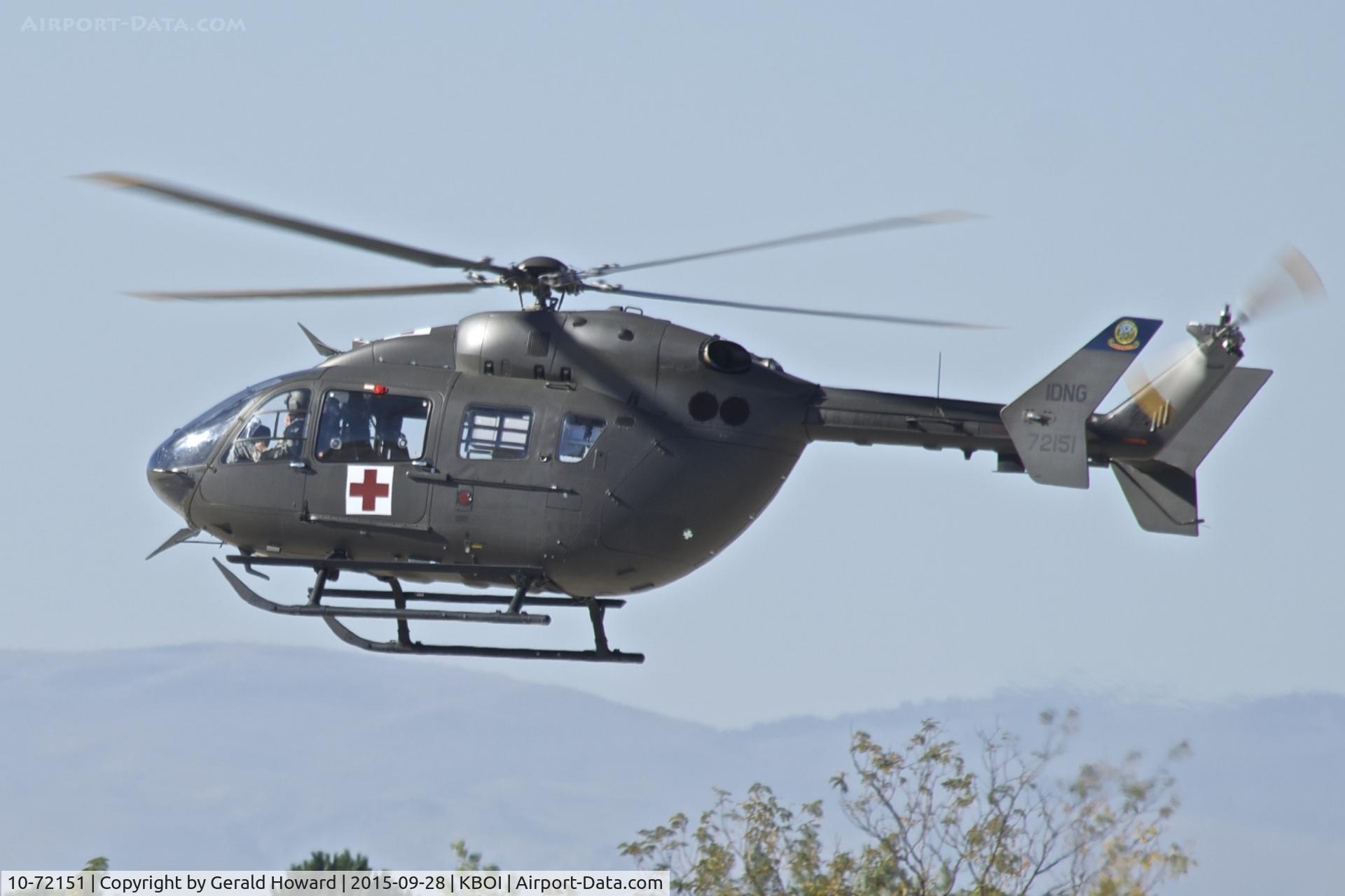10-72151, 2010 Eurocopter UH-72A Lakota C/N 9390, Landing on Taxiway Bravo.  Det. 1 of D Co., 1-112 AVN (Security & Support B), Idaho Army National Guard.