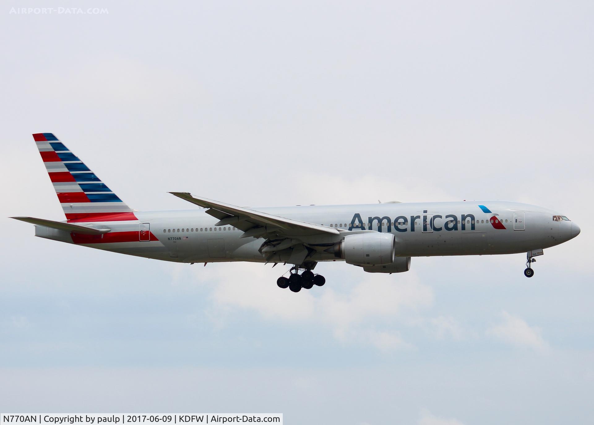 N770AN, 1999 Boeing 777-223 C/N 29578, At DFW.
