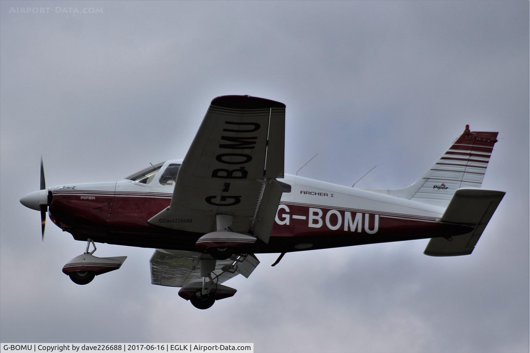 G-BOMU, 1977 Piper PA-28-181 Cherokee Archer II C/N 28-7790318, G BOMU doing circuits at Blackbushe