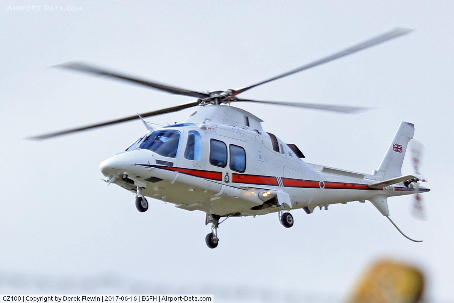 GZ100, 2015 AgustaWestland AW-109SP Grand New C/N 22347, Grand New, RAF Northolt based, No. 32 (The Royal) Squadron, callsign Ascot 32, previously I-PTFP, G-ZIOO, seen letting down on runway 22.