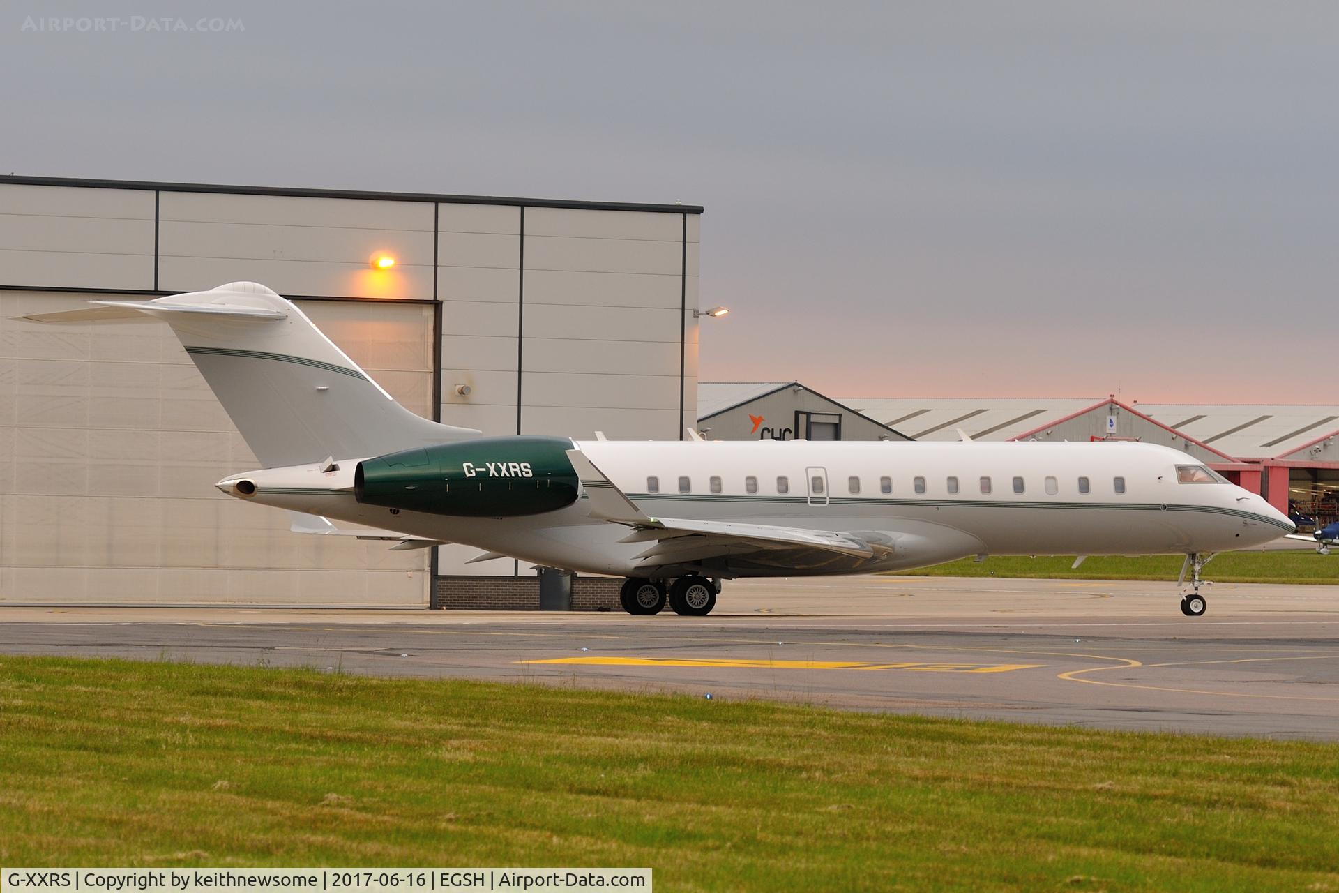 G-XXRS, 2004 Bombardier BD-700-1A10 Global Express C/N 9169, Late removal from paint shop with refreshed colour scheme.