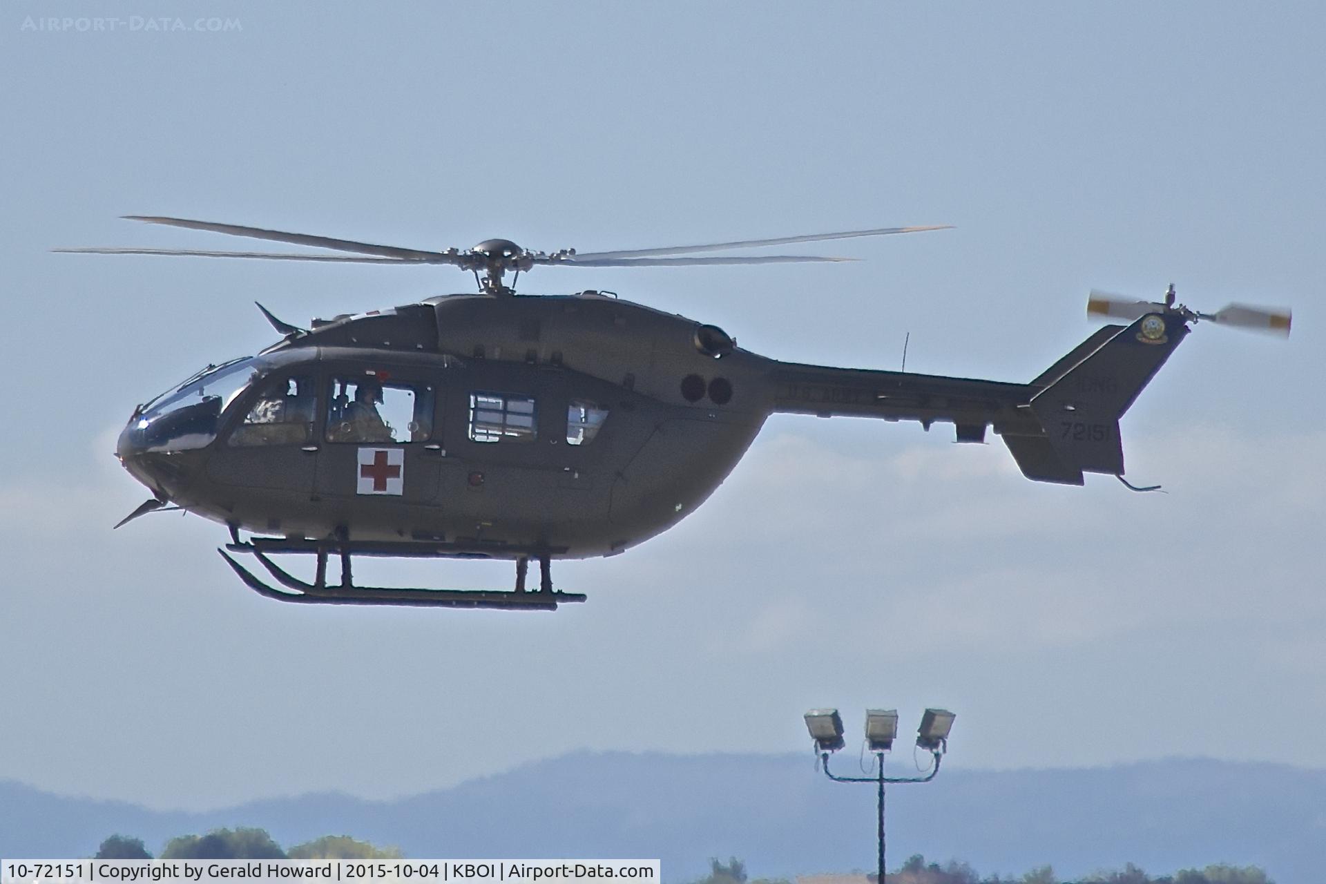 10-72151, 2010 Eurocopter UH-72A Lakota C/N 9390, Landing on Taxiway Bravo. Det. 1 of D Co., 1-112 AVN (Security & Support B), Idaho Army National Guard.
