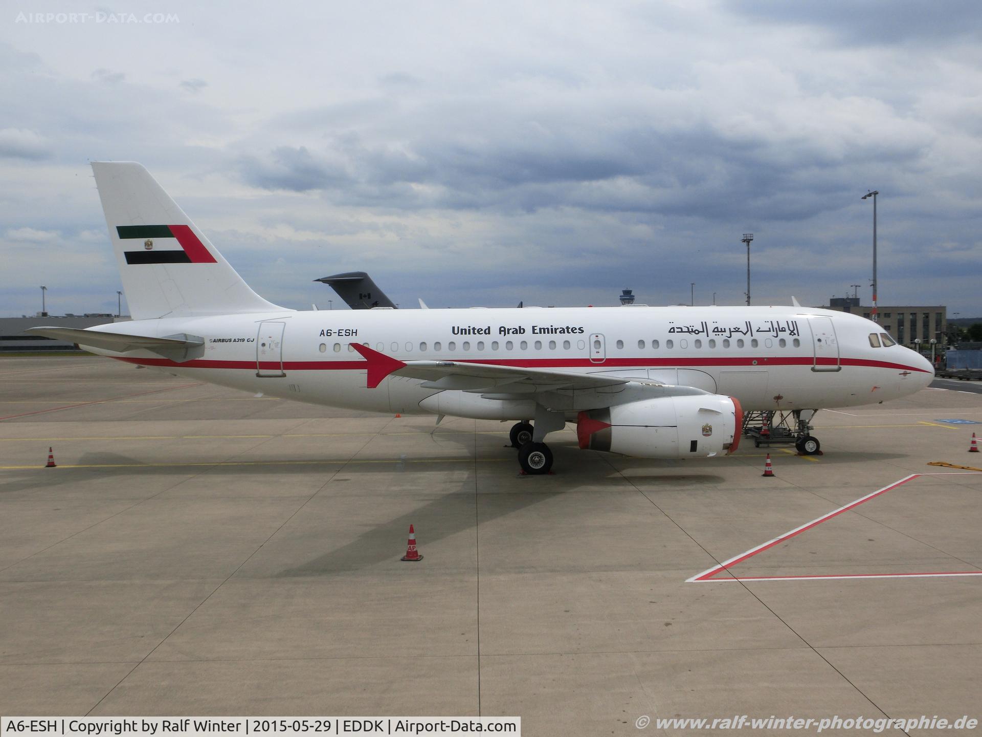 A6-ESH, 2000 Airbus VC-1A (A319-133/CJ) C/N 0910, Airbus A319-133X - United Arab Emirates Gvmt - 910 - A6-ESH - 29.05.2015 - CGN