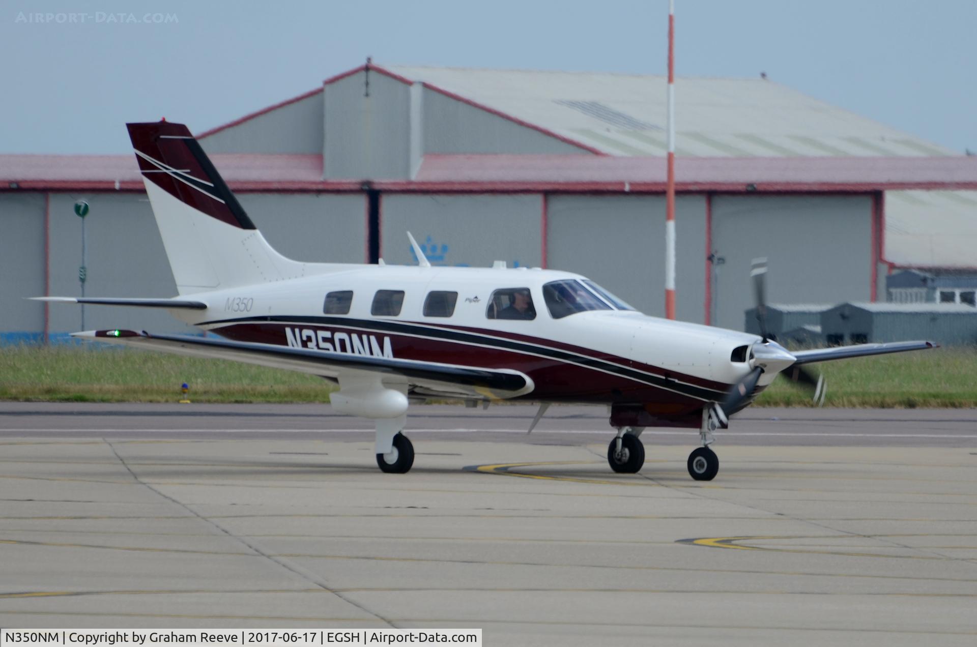 N350NM, 2015 Piper PA-46-350P Malibu Mirage Malibu Mirage C/N 4636659, Just landed at Norwich.