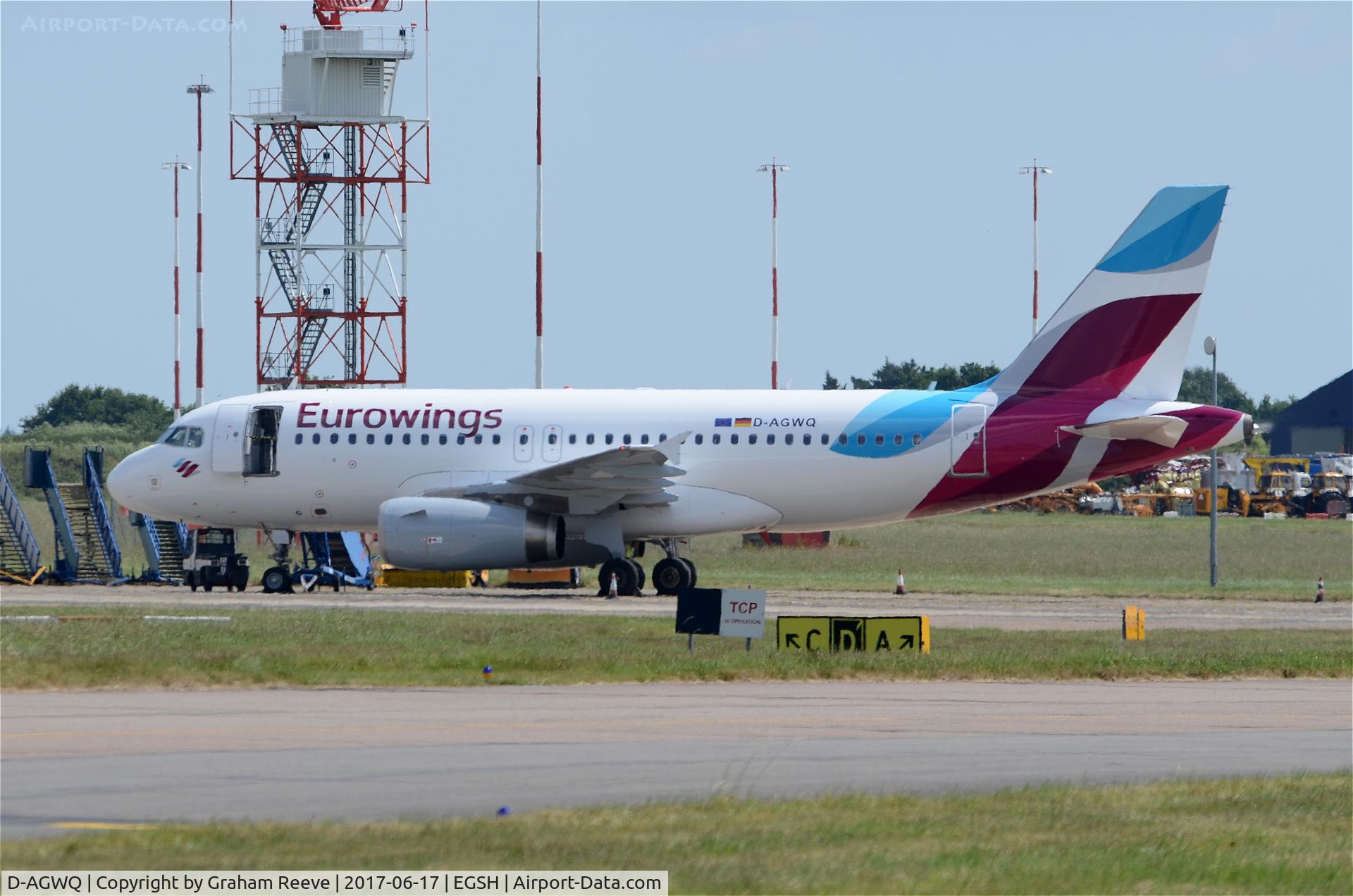 D-AGWQ, 2010 Airbus A319-132 C/N 4256, Parked at Norwich.