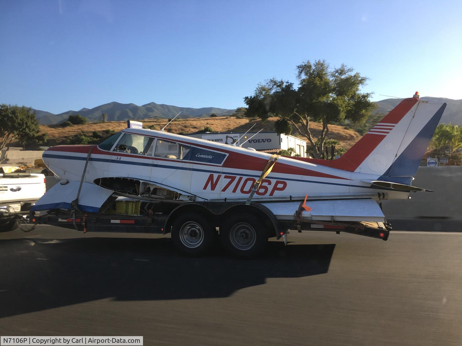 N7106P, 1961 Piper PA-24-250 Comanche C/N 24-2263, Saw this poor guy on highway 15 in Corona.