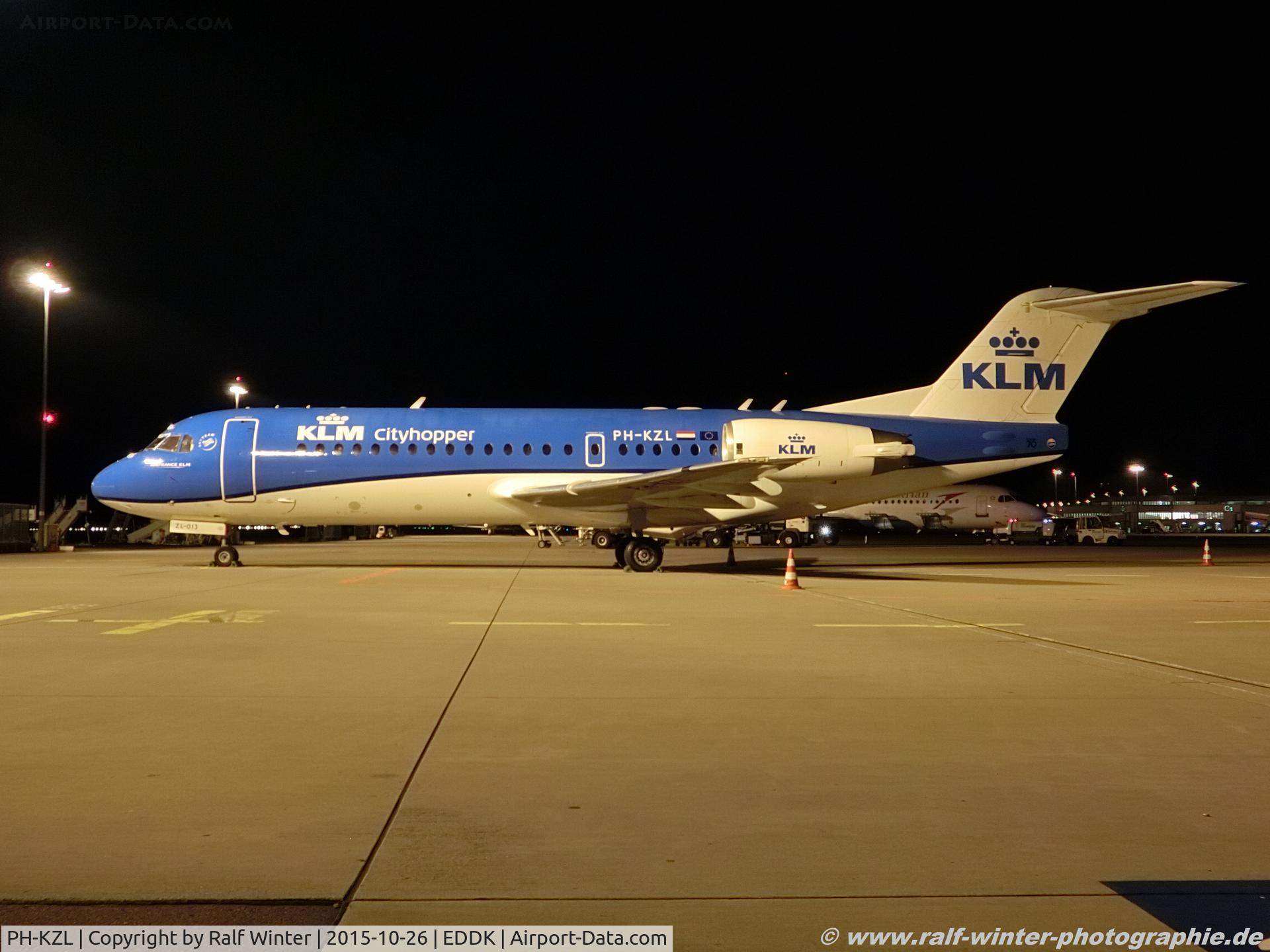 PH-KZL, 1995 Fokker 70 (F-28-0070) C/N 11536, Fokker 70 F-28-0070 - HN KLC KLM Cityhopper - 11536 - PH-KZL - 26.10.2015 - CGN